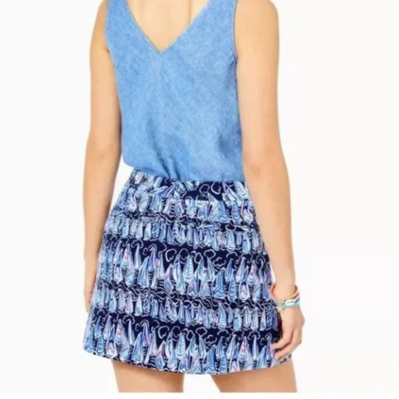 NWOT Lilly Pulitzer Colette Knit Skort 10 Low Tide Navy Sails And Stripes - Picture 3 of 4